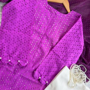 purple Chikankari kurti