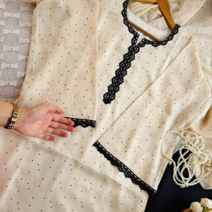 cream micro dot kurti