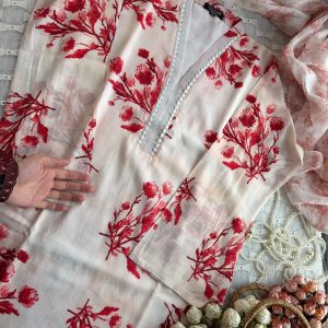 Red wildflower kurti