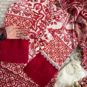 silk red nakshi kurti