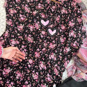 black pink roses kurti
