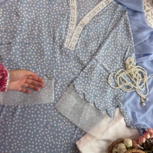 powder blue dot kurti