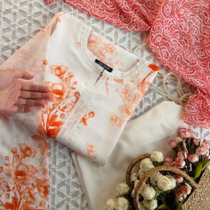 cream meadow kurti