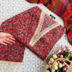 blue red print kurti