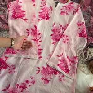 vibrant pink flora kurti
