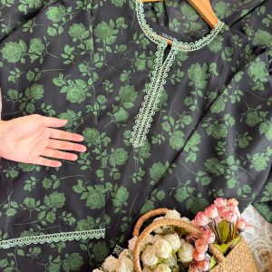 black green rose kurti