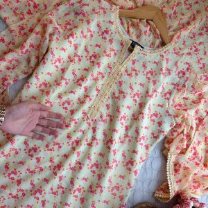 lemon cream kurti